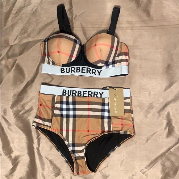 high waist burberry swimsuit